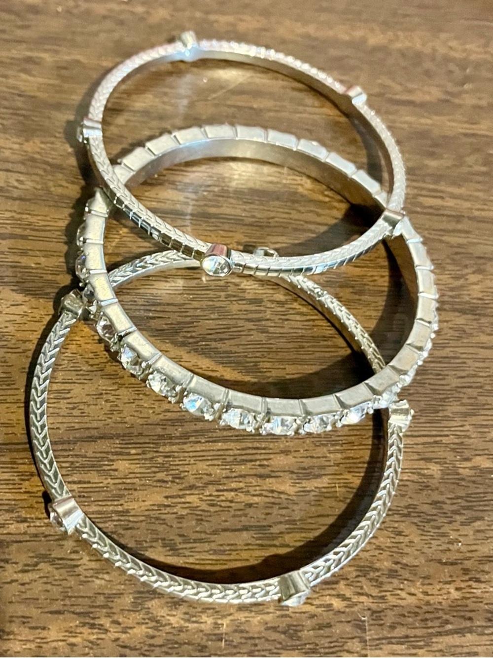 Silver Crystal Stackable Bracelet Set - Women Accessories